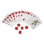 Pachet cadou Nr. 9 cu set bricheta (carti de joc Poker, 5 zaruri, bricheta antivant) si plosca alcool Poker